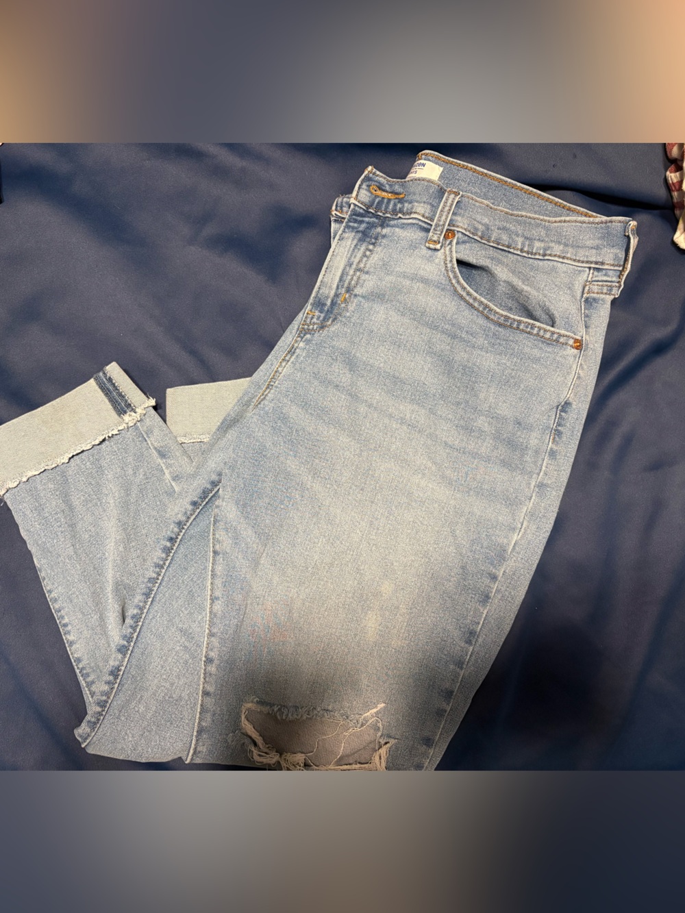 Light Wash Distressed Crop Jeans